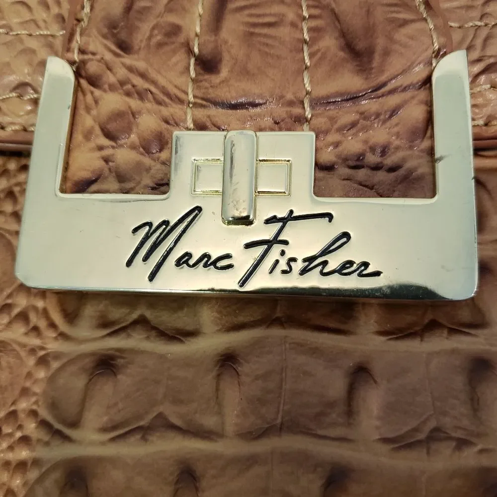Marc Fisher Tan Croc-Embossed Women's Clutch